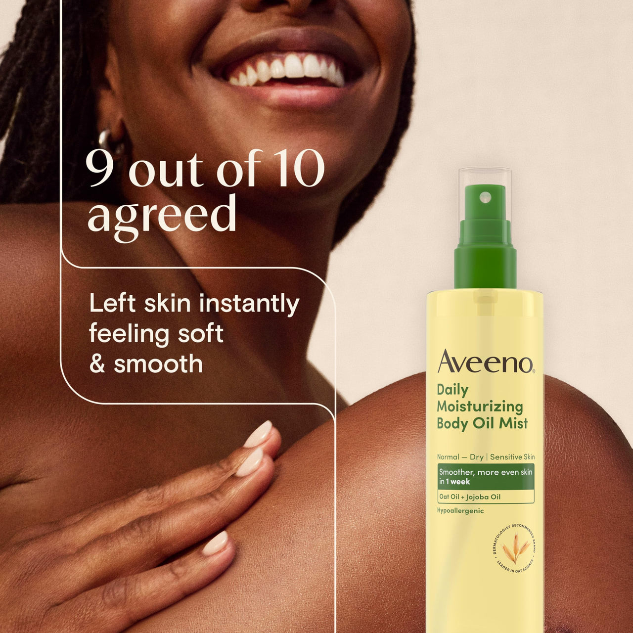 Aveeno Daily Moisturizing Dry Body Oil Mist with Oat & Jojoba Oil for Dry, Rough, Sensitive Skin, Lightweight, Non-Greasy, Body Spray, Paraben, Silicone & Phthalate-Free, 6.7 fl oz
