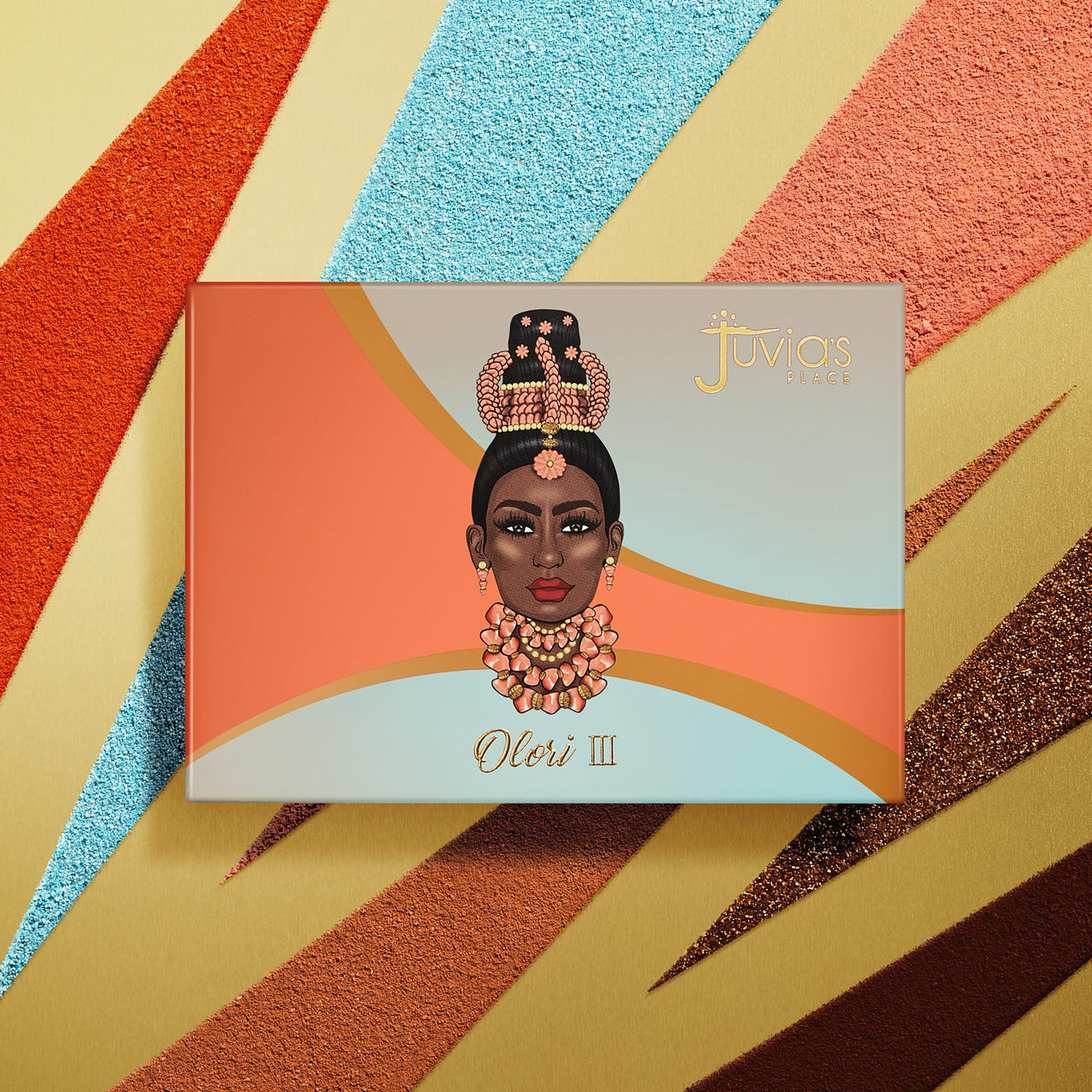 Juvia's Place Olori III Eyeshadow Palette, 6 Shades of Coral, Browns and Bronzes with a Pop of Rich Blue, Matte and Shimmers
