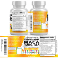 Thumbnail for Clean Nutraceuticals Ashwagandha Maca Root Fenugreek Supplement with Tongkat Ali Ginseng - Assists with Stress, Mood & Thyroid - Ashwagandha Capsules Fenugreek Caps - 1 Pack