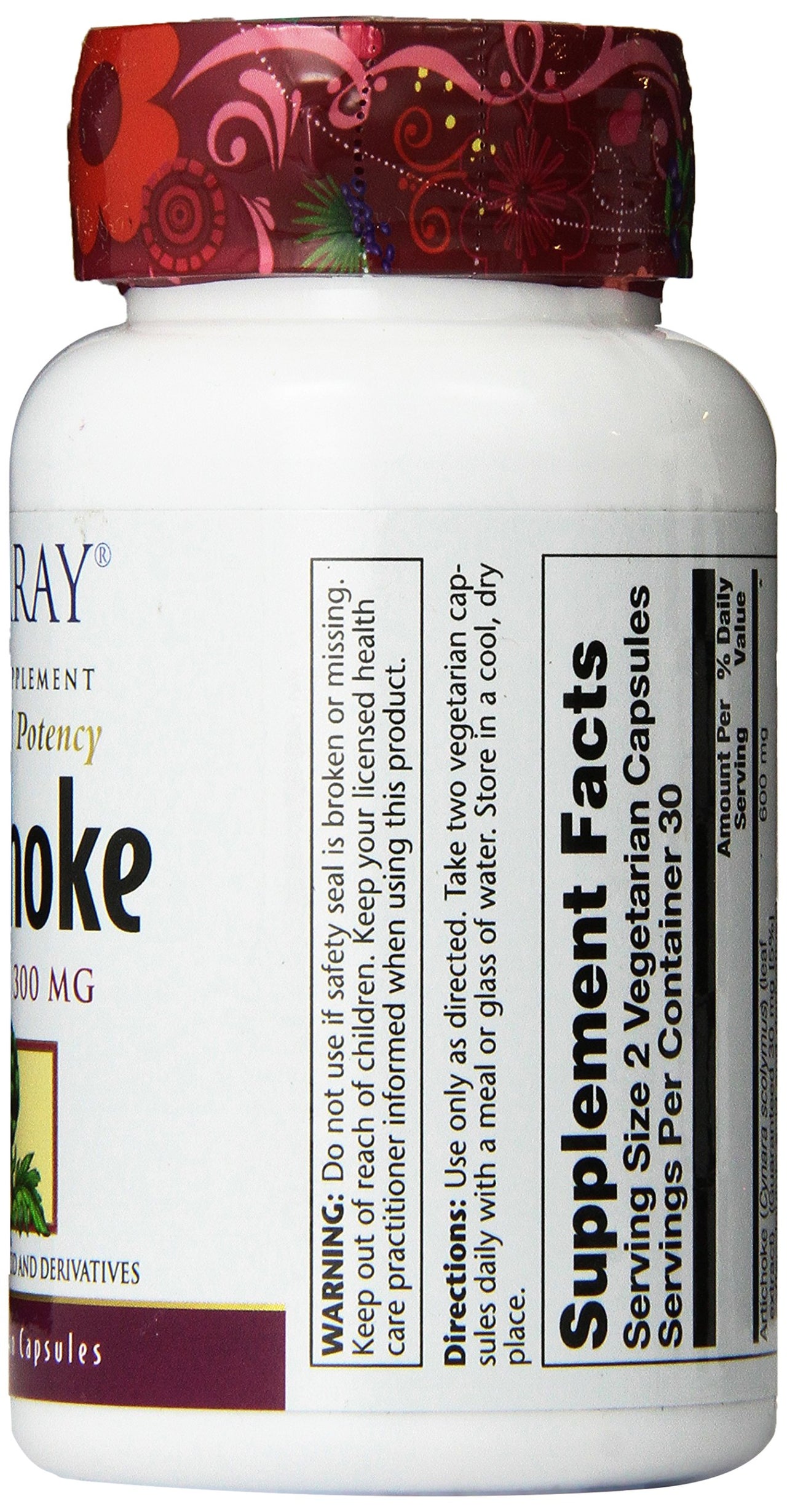 SOLARAY Artichoke Leaf Extract Capsules 600 mg - Artichoke Supplement for Men & Women, Supports Liver, Digestive & Heart Health, Herbal Support for Adults, Vegan - 60 Veg Caps