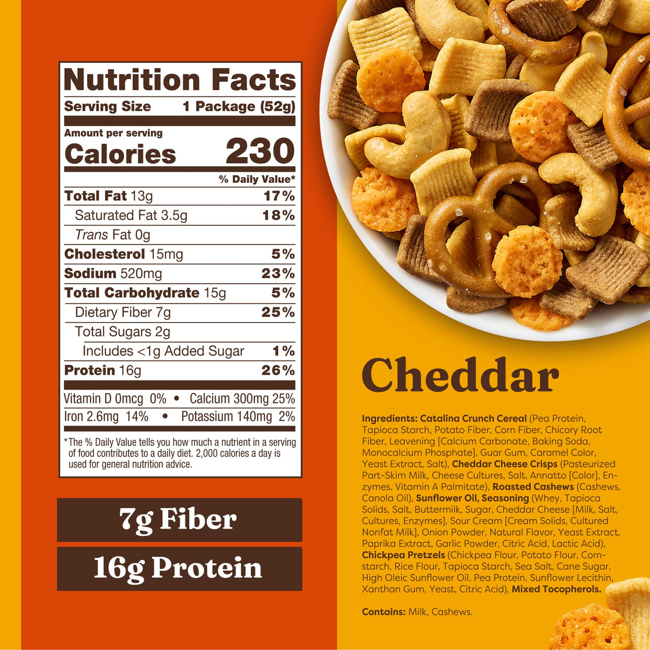 Catalina Crunch Protein Grab & Go Snack Mix with Cheese Crisps | 16g Protein, 2g Sugar per Pouch | Good Source of Fiber, Keto, Gluten Free | Cheddar, 1.85 oz (Pack of 12)