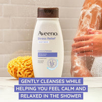 Thumbnail for Aveeno Stress Relief Body Wash with Nourishing Oat & Lavender Scent for Sensitive Skin, Gently Cleanses & Helps You Feel Calm & Relaxed in the Shower, Soap-Free, Twin Pack, 2 x 18 fl. oz