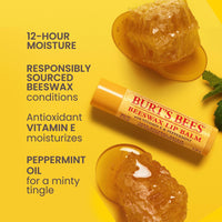 Thumbnail for Burt's Bees Lip Balm - Original Beeswax, Lip Moisturizer With Responsibly Sourced Beeswax, Tint-Free, Natural Origin Conditioning Treatment, 4 Tubes, 0.15 oz.