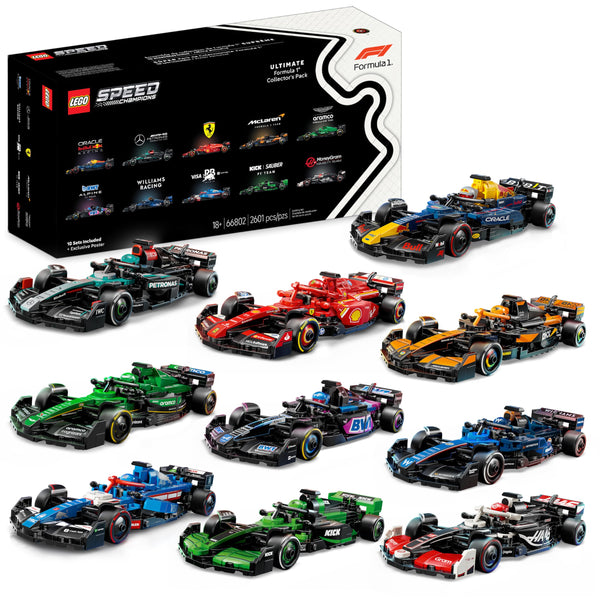 LEGO Speed Champions Ultimate Formula 1 Collector's Pack - Contains 10 Sets in 1 - Includes Exclusive Poster - Collectible F1 Model Car Kit - Gift for Race Car Fans - 66802