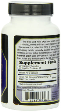 Thumbnail for Imperial Elixir, Korean Red Ginseng, 600 mg, 100 Capsules