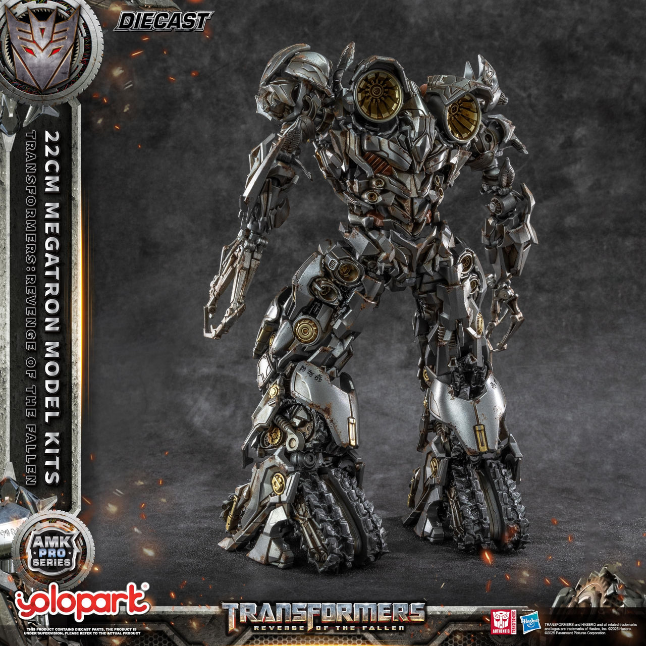YOLOPARK Megatron Transformers Toys Revenge of the Fallen Action Figure - Diecast Version,AMK PRO Series 8.66 Inch Highly Articulated Transformers Model Kit for Ages 15 and Up,No Converting