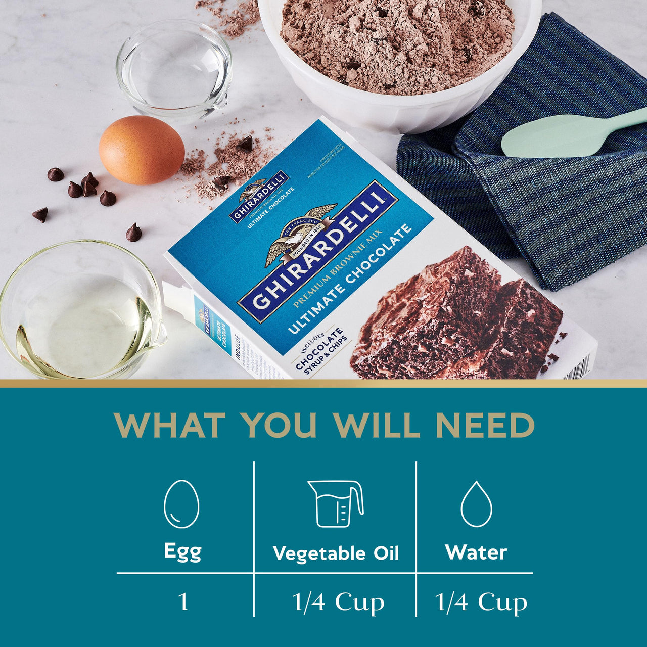 Ghirardelli Ultimate Chocolate Premium Brownie Mix, Includes Chocolate Syrup and Chips, 19 oz Boxes (Pack of 12)
