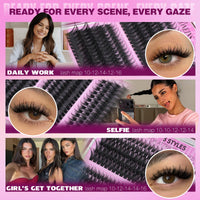 Thumbnail for TNFVLONEINS Lash Clusters Wispy Eyelash Clusters Spiky Individual Lashes Clusters D Volume Cluster Eyelash Extensions DIY Cluster Extension Thick Eyelash Cluster (10-16MM,3 Styles)