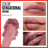 Thumbnail for Maybelline Color Sensational Lipstick, Lip Makeup, Cream Finish, Hydrating Lipstick, Warm Me Up, Nude Pink ,1 Count