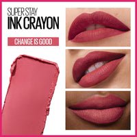 Thumbnail for Maybelline Super Stay Ink Crayon Lipstick Makeup, Precision Tip Matte Lip Crayon with Built-in Sharpener, Longwear Up To 8Hrs, Change Is Good, Rose Pink, 1 Count