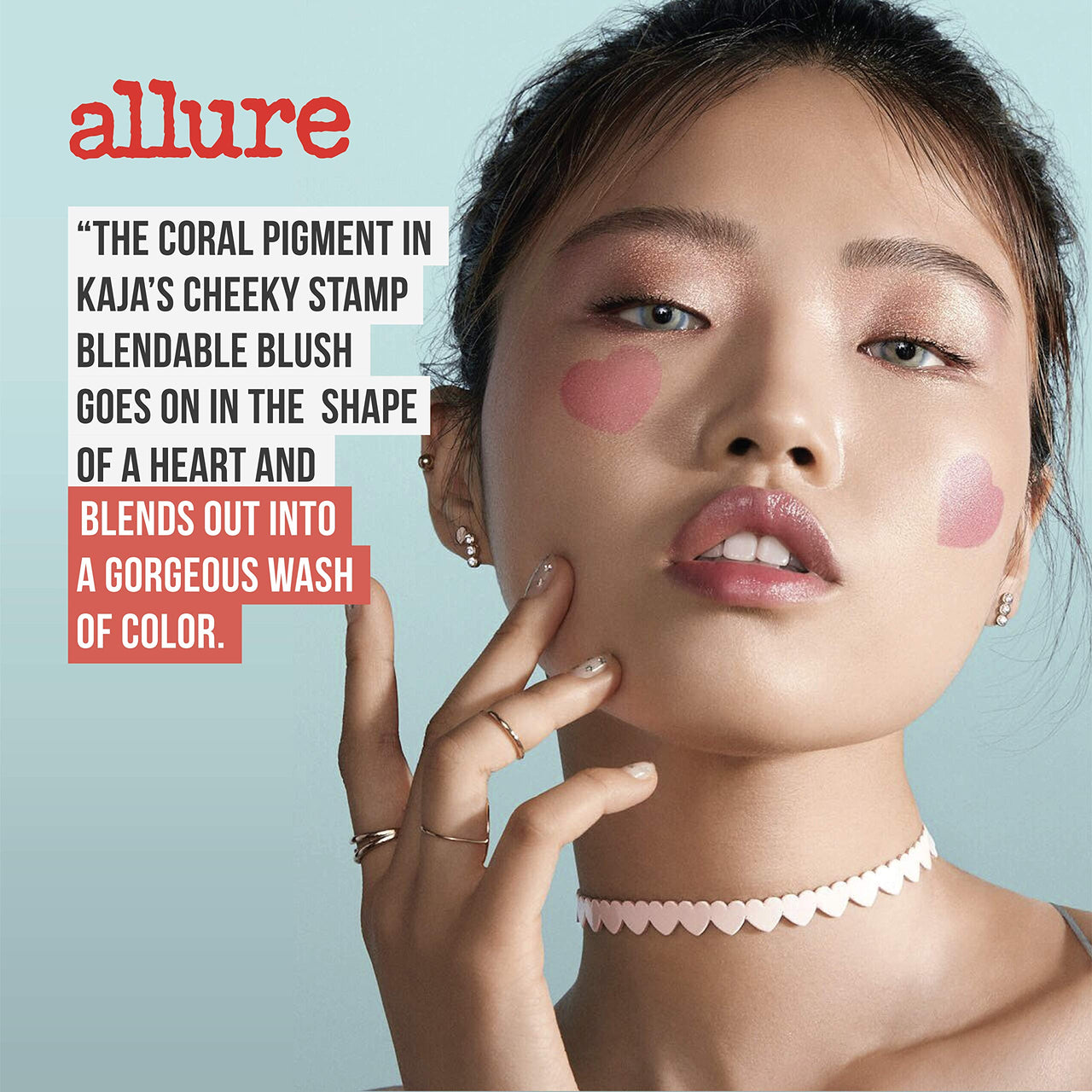 KAJA Blusher - Cheeky Stamp 02 Saucy | Kbeauty, Cute Makeup, Buildable & Blendable Shade with Heart-shaped Applicator, Sunkissed Finish, Travel size, Hygienic, Portable, Korean Makeup, 0.17 Oz