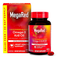 Thumbnail for MegaRed Antarctic Krill Oil 500mg Omega 3 Fatty Acid Supplement, Extra Strength EPA & DHA Krill Oil Softgels (90cnt Box), Astaxanthin, Heart Health Supplement with No Fish Oil Aftertaste