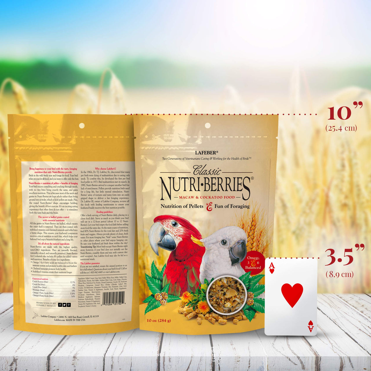 LAFEBER'S Classic Nutri-Berries Pet Bird Food, Made with Non-GMO and Human-Grade Ingredients, for Macaws and Cockatoos, 10 oz