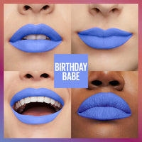 Thumbnail for MAYBELLINE New York Super Stay Matte Ink Liquid Lipstick, Transfer-Proof, Long-Lasting, Limited-Edition Birthday-Cake-Scented Shades, Birthday Babe, 0.17 fl oz