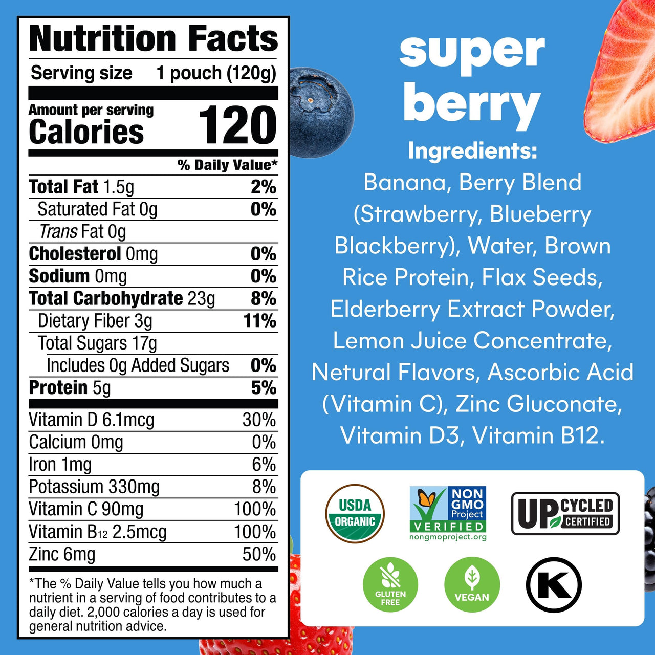 Noka Organic Super Berry Superfood Smoothie 4Pk, 4.22 Oz