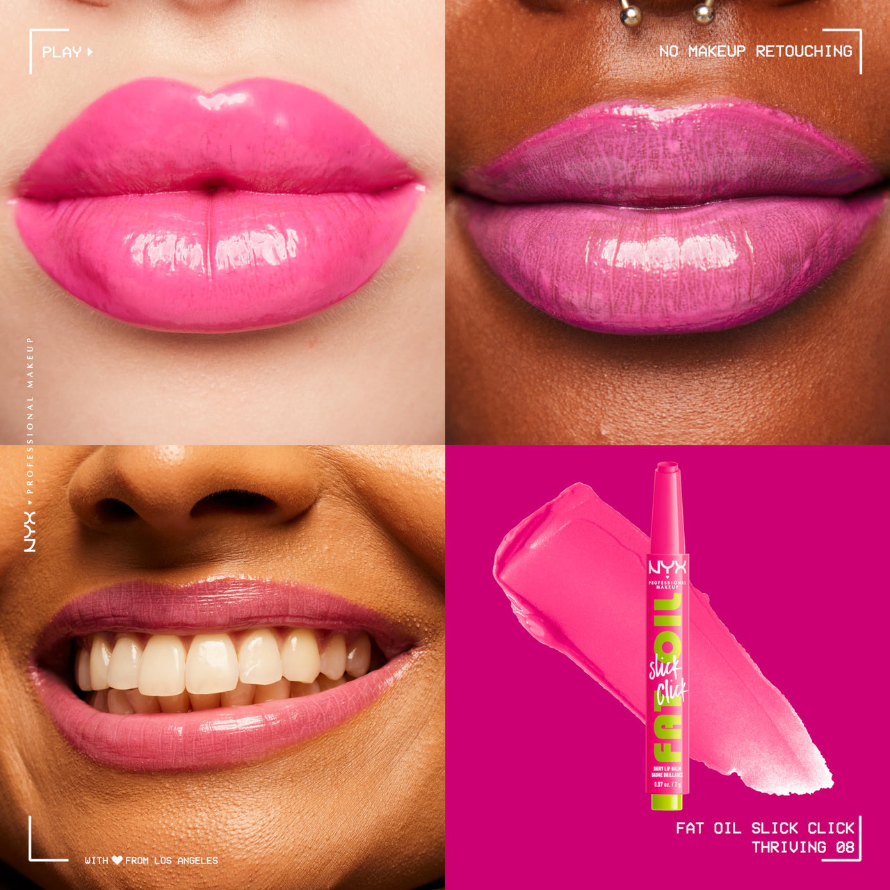 NYX PROFESSIONAL MAKEUP Fat Oil Slick Click, Lightweight, Buildable, Pigmented Vegan Lip Balm - Thriving
