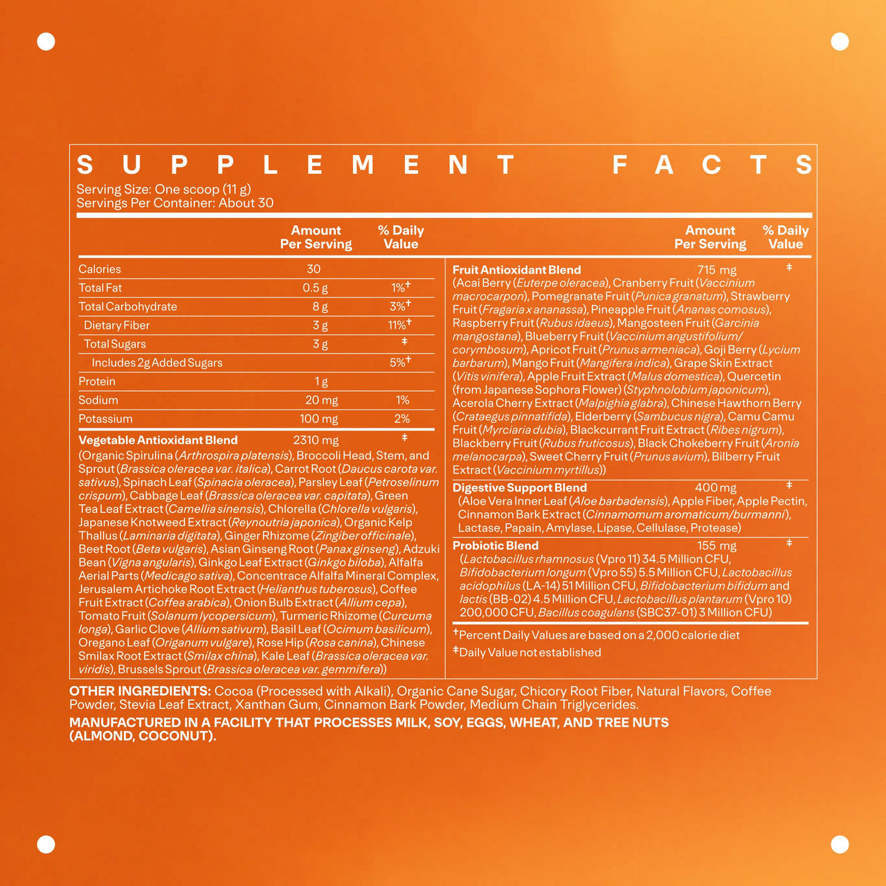 LTH Life Greens - Premium Superfood Powder with Probiotics, Enzymes, Phytonutrients & Fiber from Over 40 Fruits & Vegetables - Supports Antioxidants & Immune Health - Cafe Mocha, 11.75 oz
