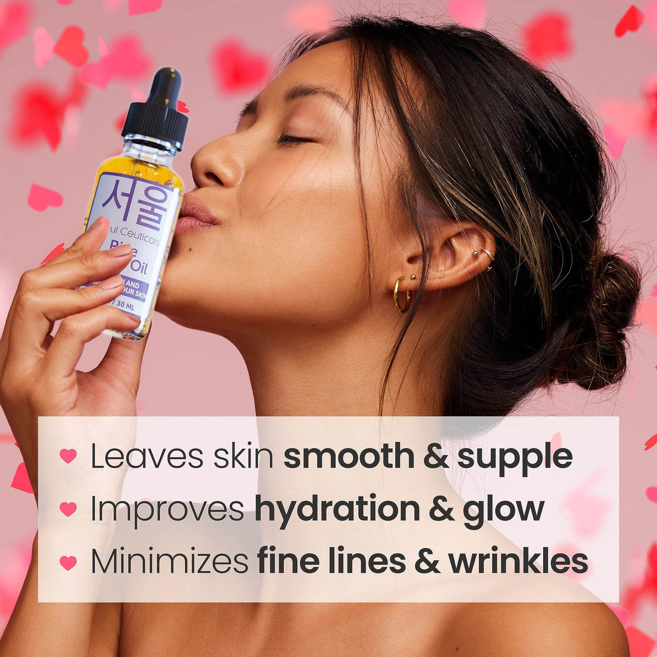 SeoulCeuticals Rice Bran Oil for Skin - Korean Skin Care Facial Glow Oil With Squalane & Vitamin E - Cruelty Free K Beauty Skincare for Glass Skin 1oz