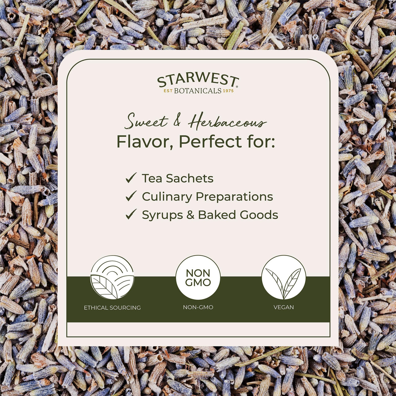 Starwest Botanicals Dried Lavender Flowers Extra Organic - Edible Loose Lavender Buds for Tea, Drinks, Baking, & Cooking, Certified Kosher Herb, Non-GMO - Bulk 1 lb Bag