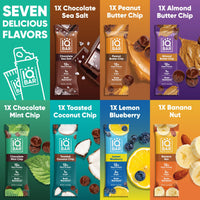 Thumbnail for IQBAR Clean Plant Protein Bars - Bar Sampler - 7 Count - Keto, Vegan, High Fiber, Gluten and Dairy Free, Low Sugar Snack - Brain and Body Nutrients for Focus, Energy, Meal Replacement
