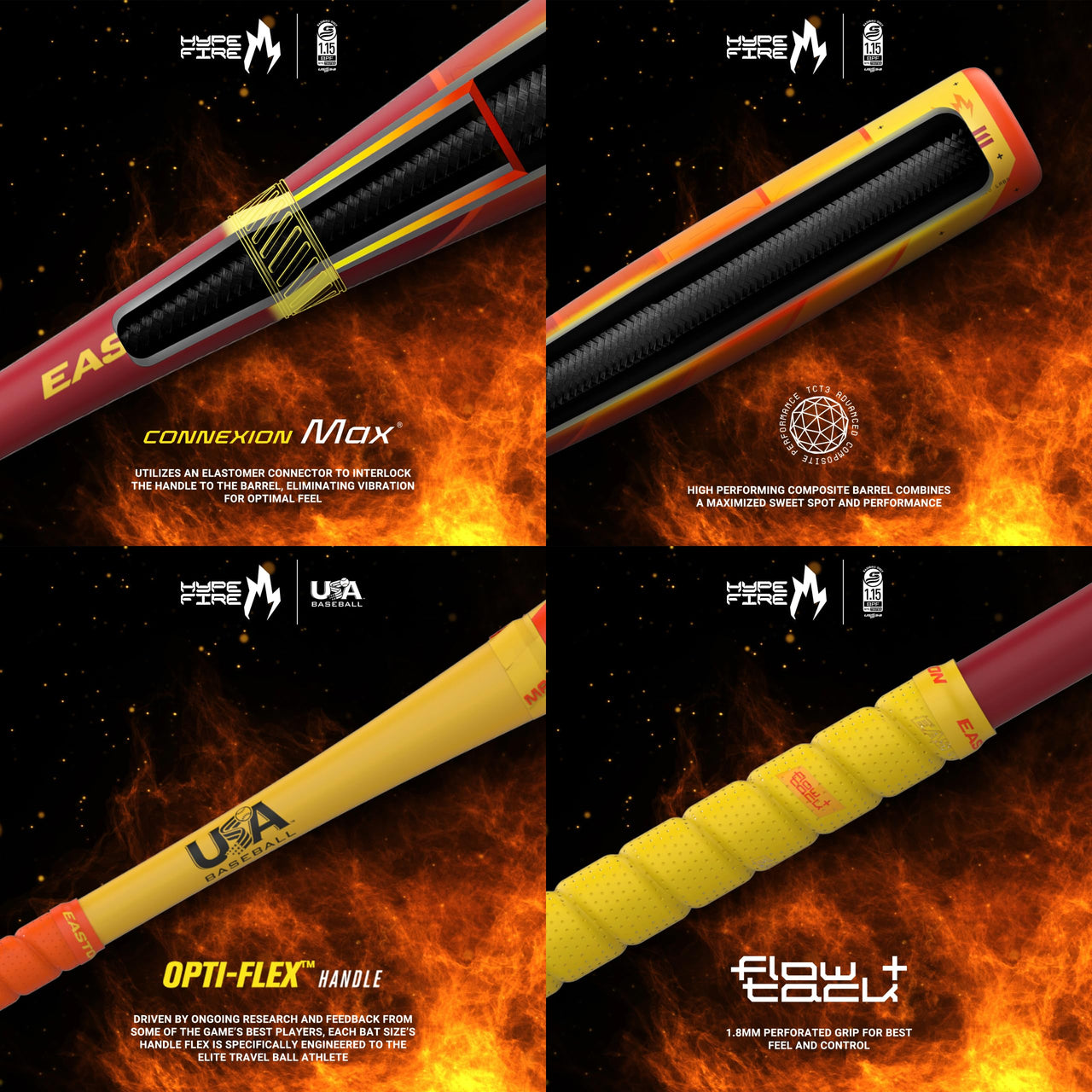 Easton | 2025 | Hype FIRE Baseball Bat | USSSA | -10 Drop | 2 3/4' Barrel | 29 inch