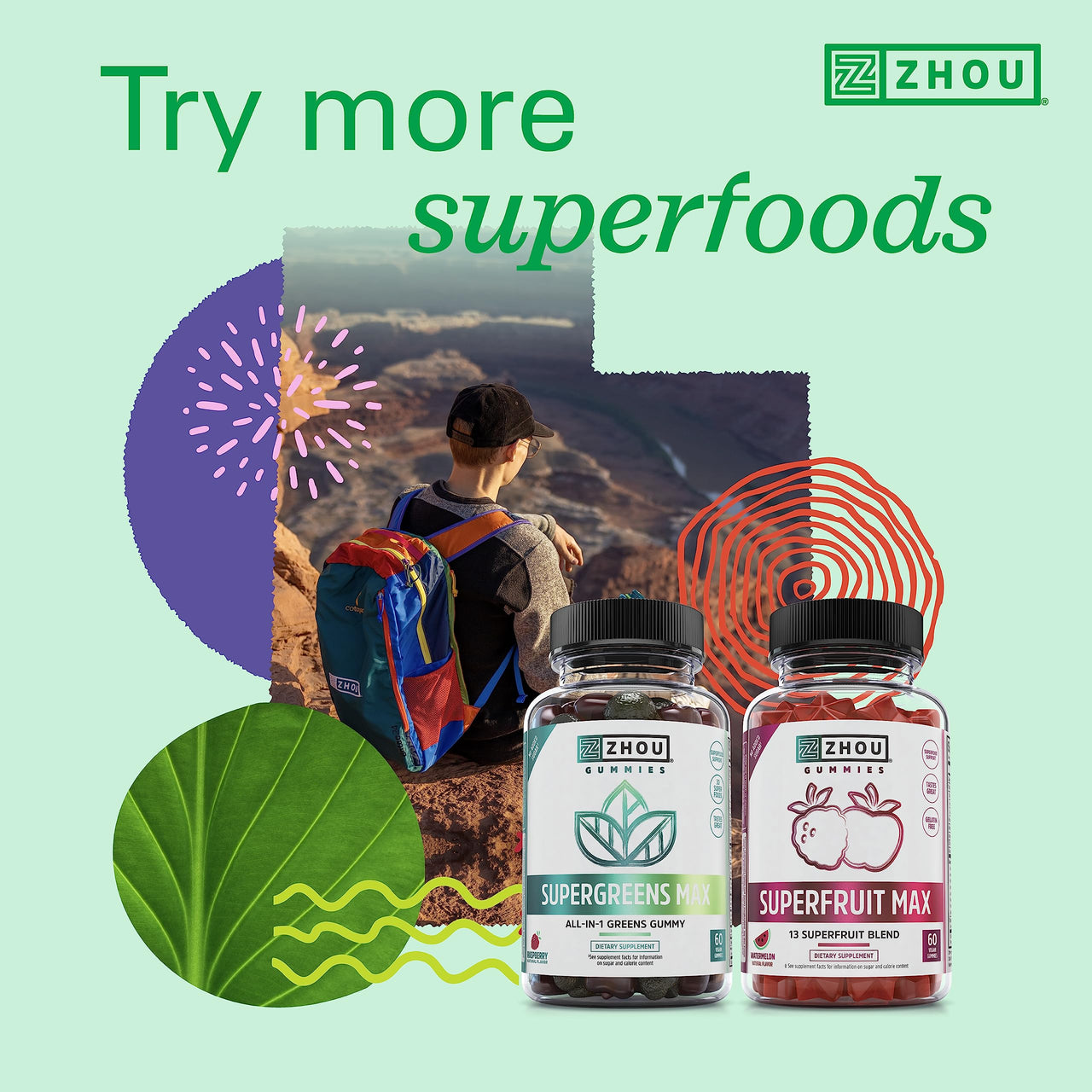 Zhou Organic Daily Greens Powder - Greens Superfood Powder for Juice, Smoothie, Super Food Drink Mix with Spirulina & Kale, Vegetables Supplement - Green Apple Flavor, 5 oz (30 Servings)