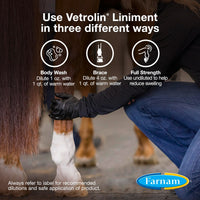 Thumbnail for Farnam Vetrolin Horse Liniment for Muscle Soreness, Stiffness and Inflammation Relief on Horses, Helps Reduce Swelling, Aids in Pain Relief, 32 Oz.