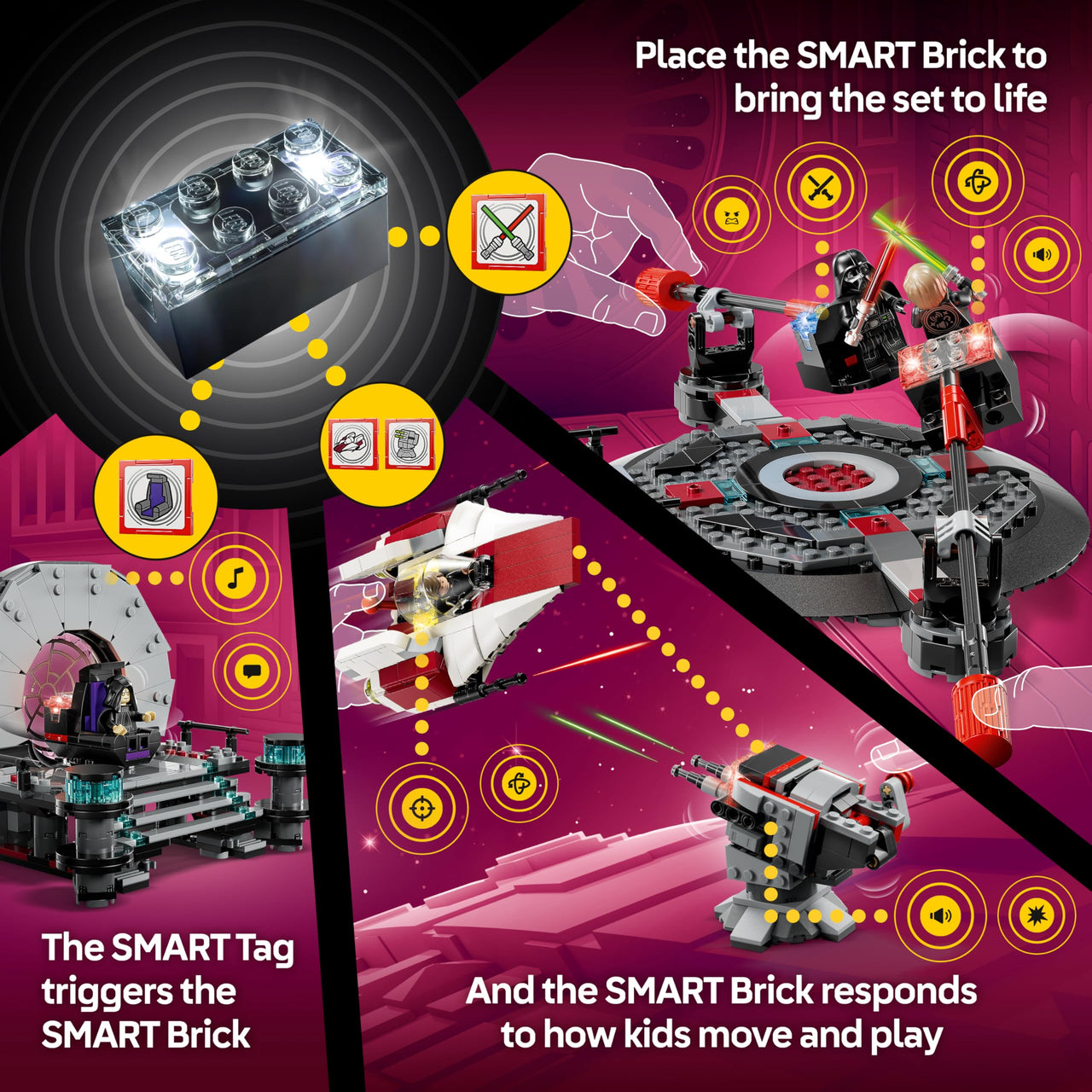 LEGO Star Wars SMART Play: Throne Room Duel & A-Wing Interactive Building Toy - All-in-One Set - Reacts to How You Move and Play with a SMART Brick - Gift for Boys, Girls and Kids Ages 9+ - 75427