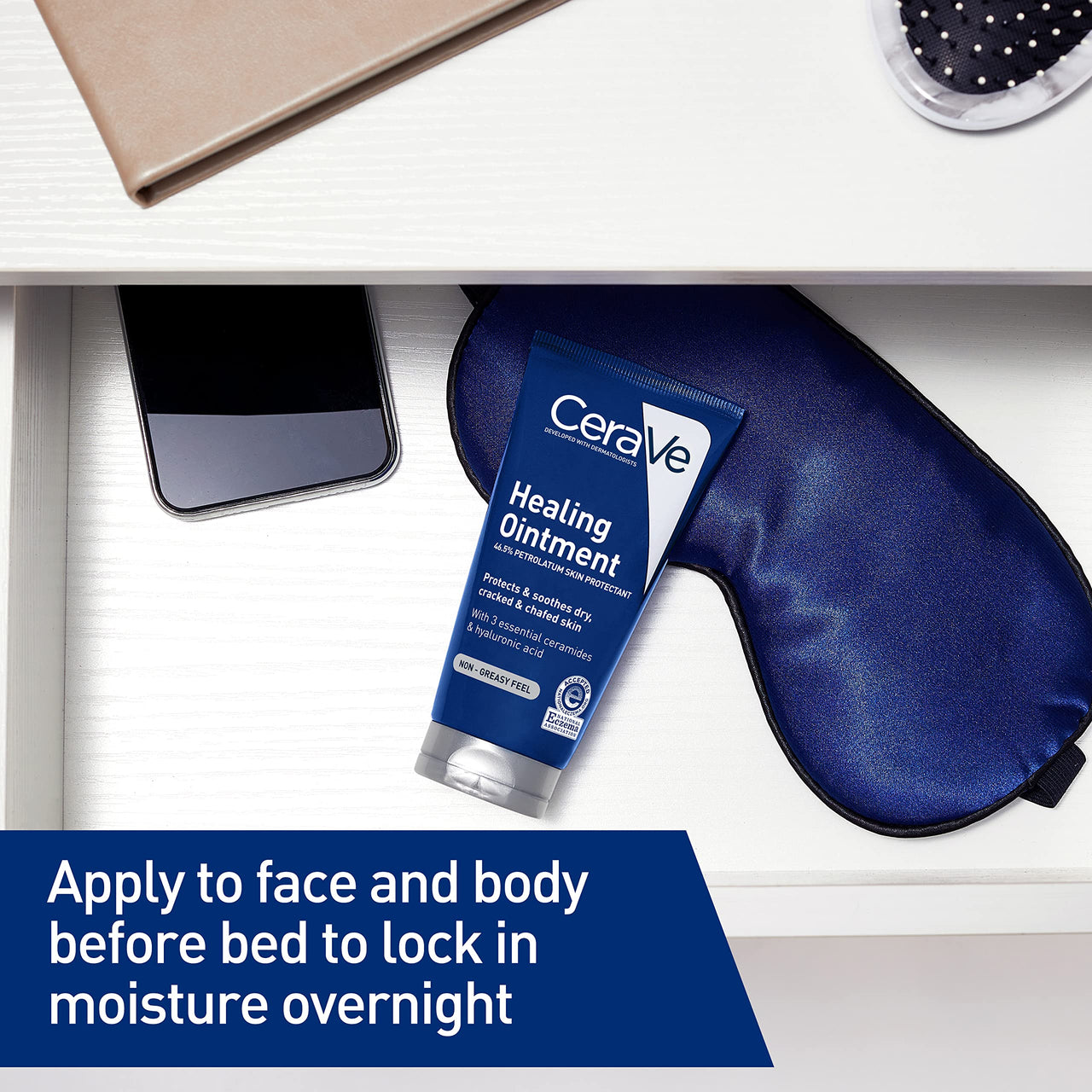 CeraVe Healing Ointment, Hydrating Skin Protectant With Petrolatum, Hyaluronic Acid & Ceramides, Face & Body Skin Barrier Repair For Cracked, Chafed, Dry Skin, Fragrance Free & Lanolin Free, 3 Oz