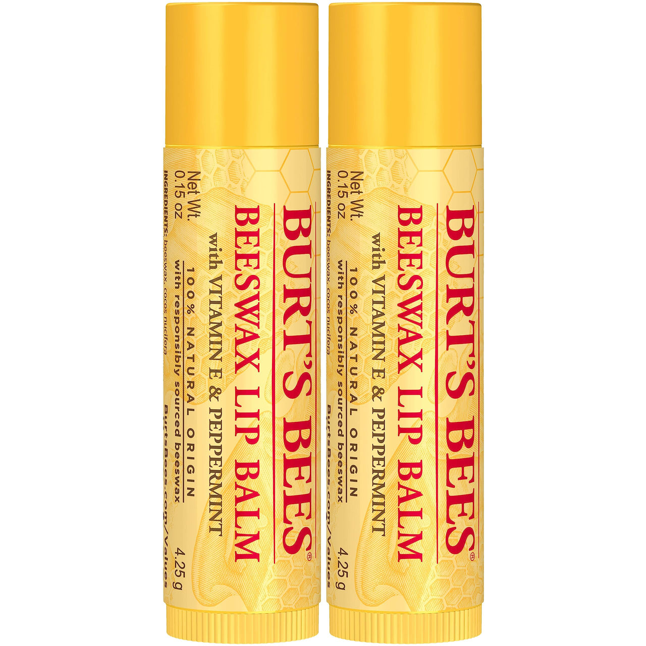 Burt's Bees Lip Balm - Original Beeswax, Lip Moisturizer With Responsibly Sourced Beeswax, Tint-Free, Natural Origin Conditioning Treatment, 2 Tubes, 0.15 oz.