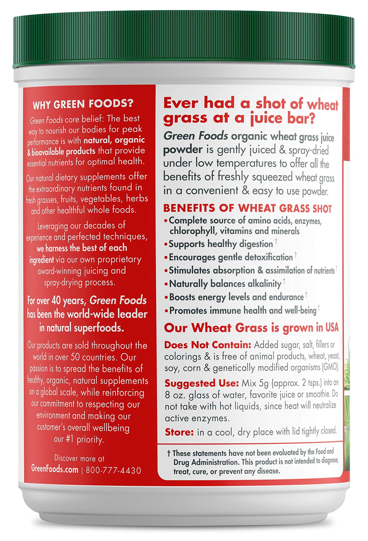 Green Foods Organic Wheat Grass Shots, 10.6 Ounce - Certified Organic, Kosher, Vegan, Raw, Gluten-Free, Soy-Free