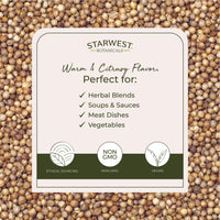 Thumbnail for Starwest Botanicals Organic Coriander Seeds Whole - Seasoning Spice for Cooking, Pickling, Curry, & More, Dried Whole Seeds from the Cilantro Plant, Certified Kosher, Non-GMO - Bulk 1 lb Bag