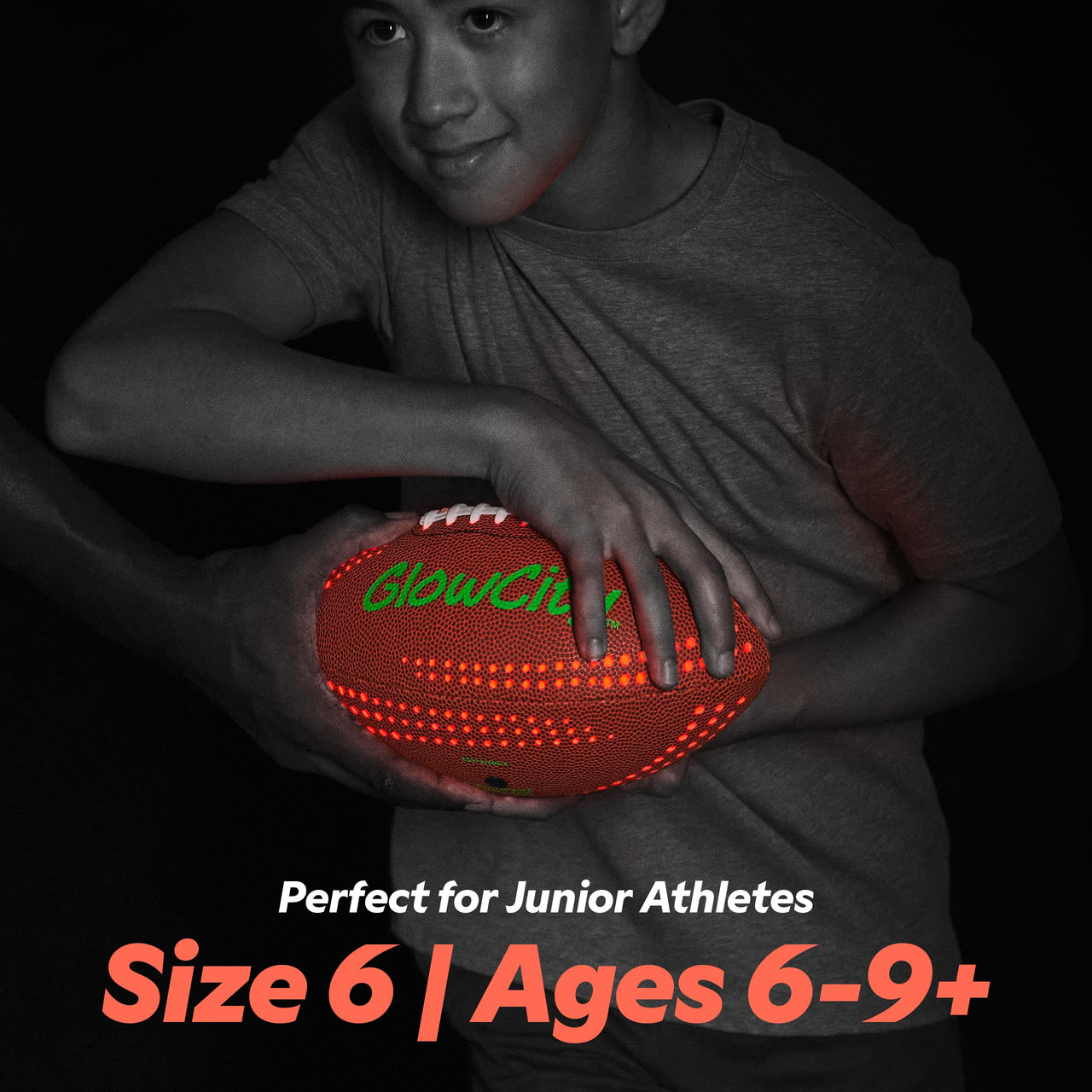 GlowCity LED PU Football with Air Pump - Size 6 - Brown