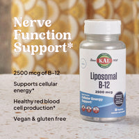 Thumbnail for KAL Liposomal Vitamin B12 2500 mcg, High Absorption, Liposomal Technology, Cellular Energy Support, Vegan Capsules, Gluten Free, Made Without Soy, 30 Servings