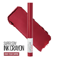 Thumbnail for Maybelline Super Stay Ink Crayon Lipstick Makeup, Precision Tip Matte Lip Crayon with Built-in Sharpener, Longwear Up To 8Hrs, Own Your Empire, Blue Red, 1 Count