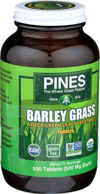 Thumbnail for Pines Organic Barley Grass,500 mg,500 Count Tablets
