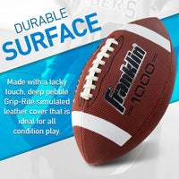 Thumbnail for Franklin Sports Youth Football - 1000 Junior Kids Football - Synthetic Leather Youth Junior Ball for Kids - Outdoor All-Weather Construction - Extra Grip - 1 Pack - Brown + White