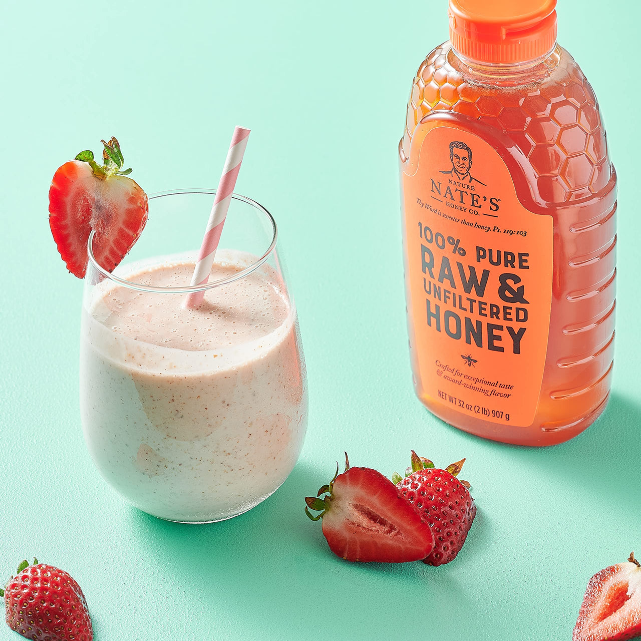 Nate's 100% Pure, Raw & Unfiltered Honey - Award-Winning Taste, 32oz. Squeeze Bottle (6 Pack)