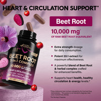 Thumbnail for Beet Root 5-in-1 Complex Capsules - Healthy Blood Pressure Support Supplement** for Heart & Circulation Support - Olive Leaf, Hawthorn Berry & Hibiscus - for Men & Women - Made in USA, 120 Capsules