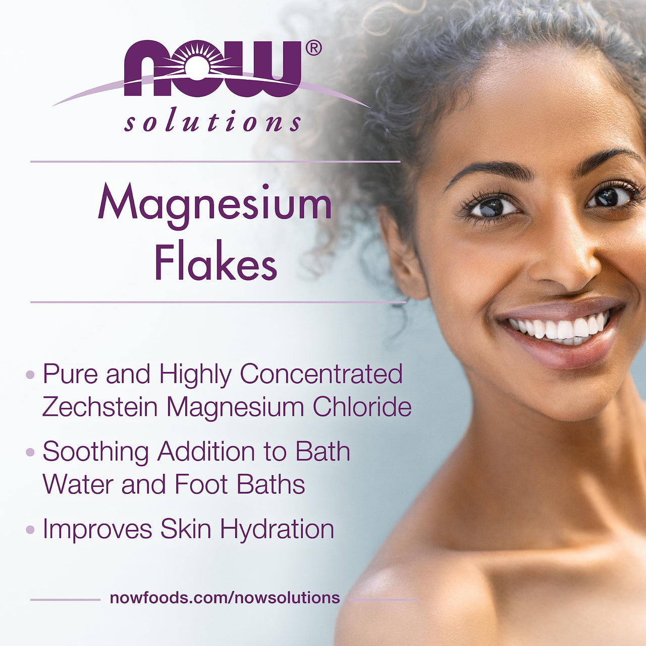 NOW Foods Solutions, Magnesium Flakes, 100% Pure, from the Ancient Zechstein Seabed, Highly Concentrated, 54-Ounce