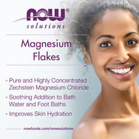 Thumbnail for NOW Foods Solutions, Magnesium Flakes, 100% Pure, from the Ancient Zechstein Seabed, Highly Concentrated, 54-Ounce