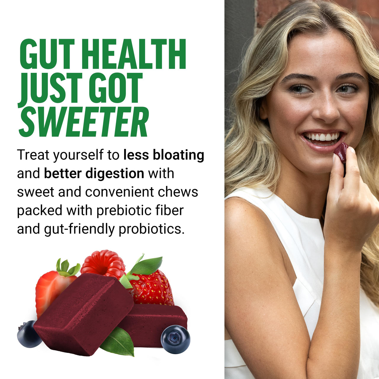 Force Factor Smarter Greens Superfood Chews, Greens and Superfoods with Probiotics, Antioxidants, and Fiber, Greens Supplement to Support Digestion, Nitric Oxide, and Energy, 60 Soft Chews