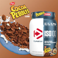 Thumbnail for Dymatize x Cocoa Pebbles ISO100 Whey Protein Powder Isolate, 25g of Protein, 5.5g BCAAs, 120 Cal., Gluten Free, 1g Fat, 1g Sugar, 2g Carb (42 Servings)