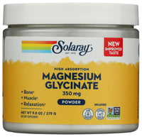 Thumbnail for SOLARAY Magnesium Glycinate Powder 350 mg - Unflavored Magnesium Powder - Magnesium Supplement for Bone, Muscle, and Relaxation Support - Vegan, Non-GMO, 60-Day Guarantee - 50 Servings, 6 OZ