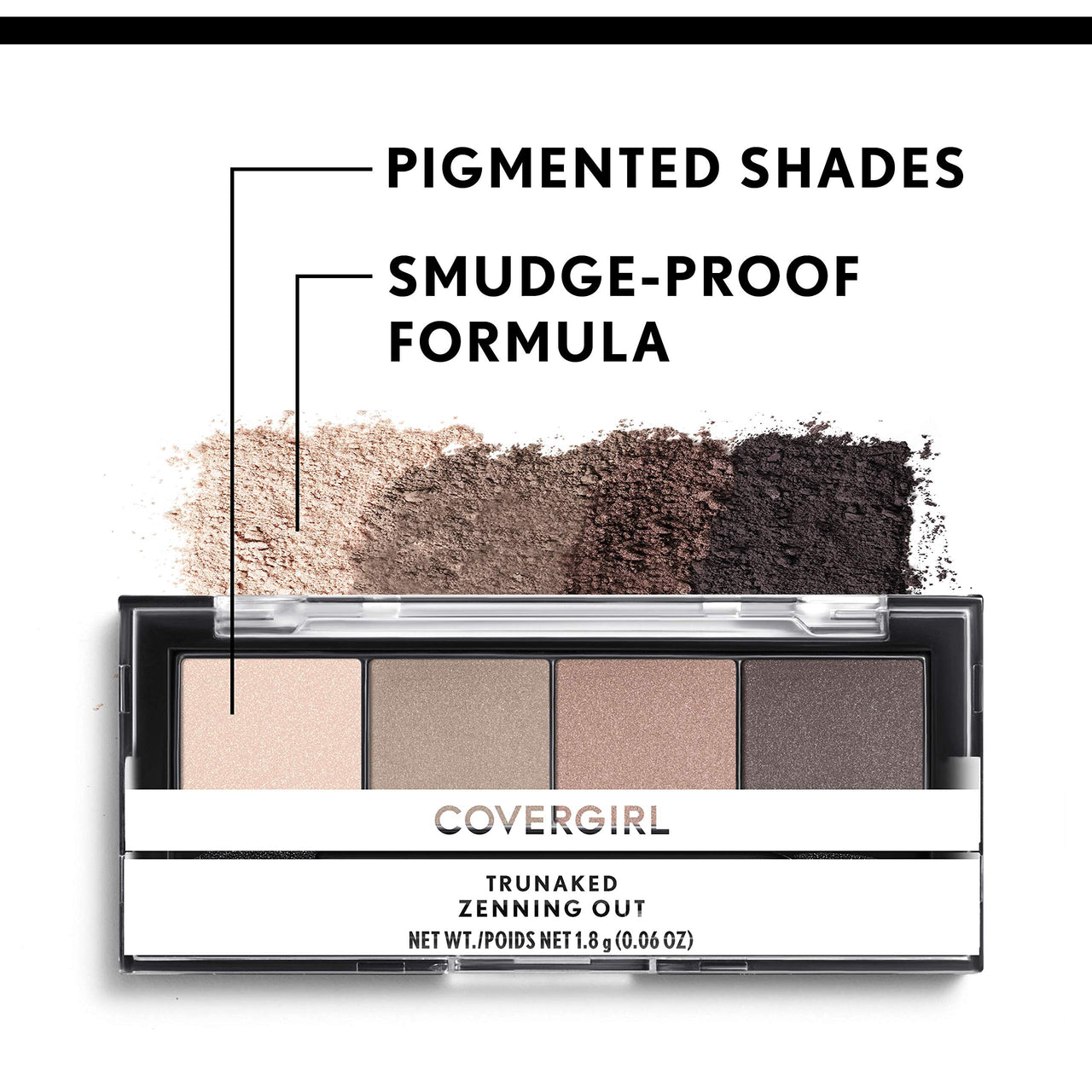 COVERGIRL TruNaked Quad Eyeshadow Palette, Zenning Out, 6 Shades, 0.06 Fl Ounces, Shimmer Fade-Proof Formula, Pigmented Shades