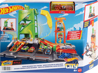 Thumbnail for Hot Wheels City Track Set, Super Recharge Fuel Station Playset with EV Chargers & 1:64 Scale Toy Car