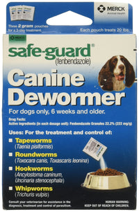 Thumbnail for SAFE-GUARD (fenbendazole) Canine Dewormer for Dogs, 2gm pouch (ea. pouch treats 20lbs.), Blue, 0.07 Ounce (Pack of 3) (033576/001-033576)