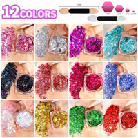 Thumbnail for Teenitor Body Glitter Face Glitter Makeup Festival Glitter, 12 Colors Face and Body Glitter Gel, Hair Glitter Gel, Body Makeup