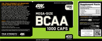 Thumbnail for Optimum Nutrition Mega-Size BCAA 1000 Caps - 400 Capsules (200 Servings)