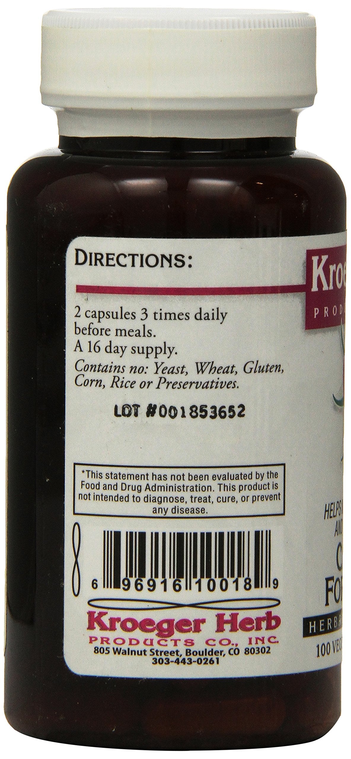 Kroeger Herb Candida Formula No 1 Capsules, 100 Count